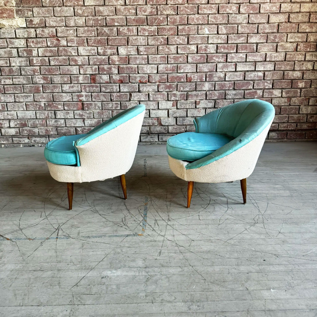 Pair of Asymmetrical Hollywood Regency Chairs