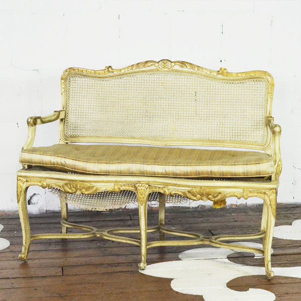 48.5" French-Style Settee with Carved Details