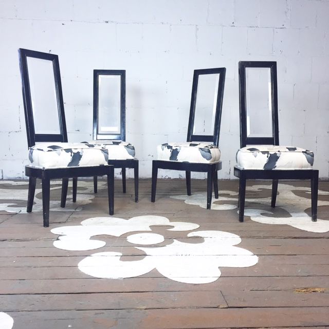 Tall Hollis Jones Dining Chairs with Lucite Backs